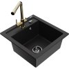 Mexen Vito, 1-komorový granitový drez 520x490x210 mm, zlatá batéria Duero, čierna, 6503-77-671600-50-B