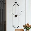 Štýlové oválne hodiny O8800 (90 cm) – Čierny kovový minimalizmus