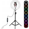 Puluz RGB Selfie Ring kruhové LED svetlo + statív čierne PKT3044
