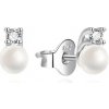 Agato Drobné stříbrné náušnice s perlou a zirkony AGT-E241PW-P4
