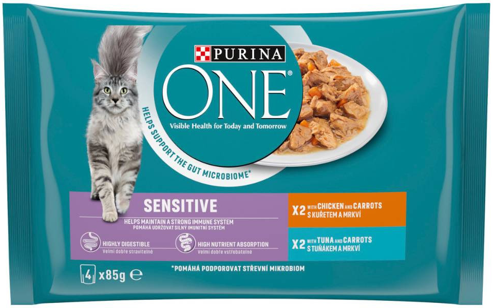 PURINA ONE SENSITIVE kurča v šťave 4 x 85 g