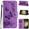 Peňaženkové kožené puzdro Butterfly na Samsung Galaxy S24 Ultra 5G - Fialová