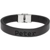 Ewena Kožený náramok čierny s menom Peter