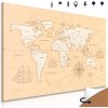 Obraz na korku béžová mapa sveta pre dobrodruhov