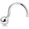 Šperky eshop - Zlatý zahnutý piercing do nosa 585 - lesklá guľôčka, biele zlato, 2,5 mm GG150.13