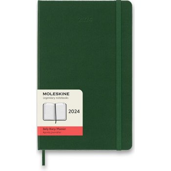 Moleskine A5 denný 2024 tmavo zelený