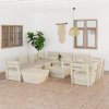 Zostava záhradného nábytku z dreva VidaXL, béžová, 10 ks