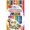 Pastelky JUNIOR Zoo JUMBO trojhranné - sada 12 ks + strúhadlo