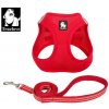 Sada postroj a vodítko pro malé psy/kočky červený XS