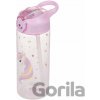 Baagl Tritanová fľaša na nápoje so slamkou Rainbow Unicorn, 500 ml