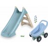 Set šmykľavka s vodnou hrou 90 cm XS Slide Blue Life Smoby a chodítko a kočík a príves Buggy 3v1