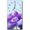 Sklenené hodiny vertikálne Kvety fialový kvet 30x60 cm