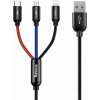 Baseus CAMLT-BSY01 Three Primary Colors 3v1 USB - micro USB / Lightning / USB-C nylonový opletený 3,5A, 1,2m, černý