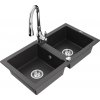 MEXEN/S MEXEN/S - Mario granitový drez 2-bowly vrátane batérie Savita, čierna kropenatá 6504-76-672601-00