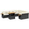 10-dielna záhradná sedacia súprava, čierne podušky, PE ratan