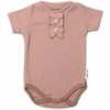 Baby Nellys Dojčenské rebrované body s gombíkmi kr. rukáv Girl hnedé