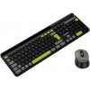 Canyon SET-W5, Wireless bezdrôtové combo - multimed. klávesnica, SK/CZ + opt. myš až 1600 dpi, čierna so zelenými prvkam CNS-HSETW5BK-CS