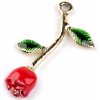 Kovový prívesok / ťaháčik na zips ruža 3D - 3 ks 2 červená zelená
