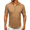 Bolf pánska mušelínová košeľa s krátkymi rukávmi 2013 hnedá