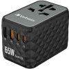 Verbatim Univerzálny cestovný adaptér UTA-05, 2xUSB-C, PD 65W a QC4+ 2xUSB-A čierna Verbatim