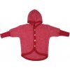 Detská merino bunda s kapucňou a predĺženým chrbtom Cosilana červená Veľkosť: 98/104