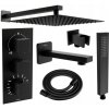 MEXEN/S - Cube DR02 podomietkový vaňový SET s vytokovou hubicou + slim sprcha 25, čierny 77503DR0225-70