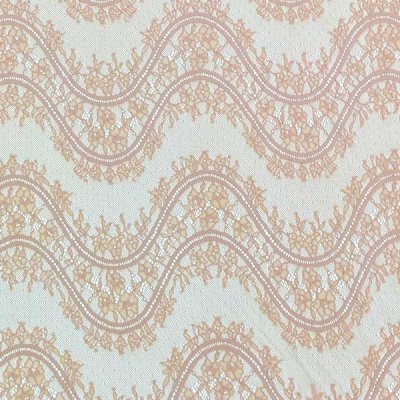 Čipka 1282 púdrová, kvety a vlny, raport, š.140