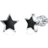 Olivie strieborné náušnice ČIERNE HVIEZDIČKY 8349