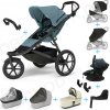 Set 10v1 Thule Urban Glide 3 Mid blue s magnetickou sponou + madlo + korbička Soft Beige + pláštenky a moskytiéry Thule + Autosedačka Thule Maple Darkest Blue s ISOFIX základňou Thule Alfi a adaptérmi
