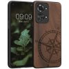 Drevené púzdro s dizajnom kompas kwmobile OnePlus Nord 2T 5G tmavě hnědá