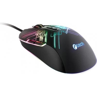 Herná myš C-TECH Dusk (GM-27L), casual gaming, 3200 DPI, RGB podsvietenie, USB