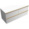 CERANO - Kúpeľňová skrinka pod umývadlo s úchytkou/doskou pod umývadlo Velora - 18 mm - biela matná, zlatá úchytka - 119x53x45, 2 cm CER-664744