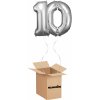 HeliumKing Balónový box Narodeninové číslo 10 strieborný 86 cm