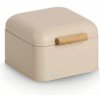 PLECHOVÝ CHLIEBNÍK NA PEČIVO BEŽOVÝ S BAMBUSOVOU RUKOVÄŤOU 20 X 20 X 13,5 CM
