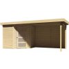 KARIBU HOLZTECHNIK Drevený domček KARIBU SCHWANDORF 3 + prístavok 280 cm vrátane zadnej steny (9212) natur LG3899