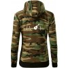 EKG akustická gitara - Mikina dámska trendy zipper s kapucňou - XL ( Hnedý maskáč )