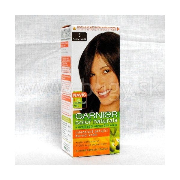 Farba na vlasy Garnier Color Naturals s dvojitou olivovou starostlivosťou svetlo hnedá 5