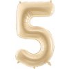 Fóliový balón s číslom 5 - Krémová 72cm (Narodeninový fóliový balón číslo päť5904555035140 vhodný na plnenie vzduchom aj héliom.)