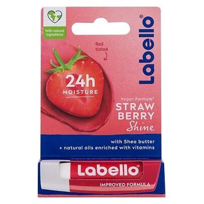 Labello Strawberry Shine 24h Moisture Lip Balm balzám na rty s jemným zbarvením 4.8 g