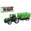 Teddies Traktor s vlekom plast 21cm na voľný chod 2 farby v krabičke 23x9x6cm