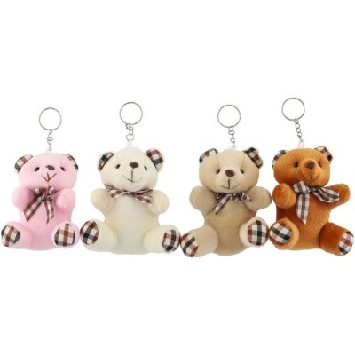Prívesok na kľúče Teddies medveď/medvedík sediaci plyš 10cm 4 farby