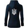 Ukrajina trojzubec veľký mikina dámska trendy zipper s kapucňou Tmavomodrá veľmi tmavá skoro čierna