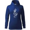 Husľový kľúč kvety - Mikina dámská Cape s kapucí - XL ( Kráľovská modrá )
