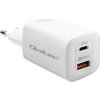 Qoltec Sieťová nabíjačka 65W GaN ULTRA | 5-20V | 2.25-3.25A | 1x USB-C PD | 1x USB-A QC 3.0 | Biela