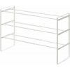 Biela nastaviteľná polica na topánky s 3 poschodiami YAMAZAKI Maebashi