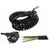 CB Elektro Kábel flexošnúra 3m 3x1,5mm2, skrútený (špirála) čierna (HDX)