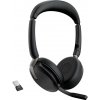 Jabra Evolve2 65 Flex Link380a MS + Ladepad Počítače slúchadlá do uší Bluetooth stereo čierna Potlačenie hluku Headset, Vypnutie zvuku mikrofónu, regulácia; 26699-999-989