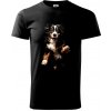 Bernský salašnícky pes skakajúci čierna fotka - Tričko extra veľké (5-8XL) - 5XL ( Čierna )