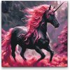 Vymalujsisam.sk Maľovanie podľa čísiel - Čiernoružový jednorožec Veľkosť: 50x50cm, Rám: Na kartónovej doske