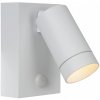 Lucide 09831/01/31 vonkajšia nástenná lampa Taylor 1x5W | GU10 | IP54 - biela, bodová, nastaviteľná, pohybový senzor